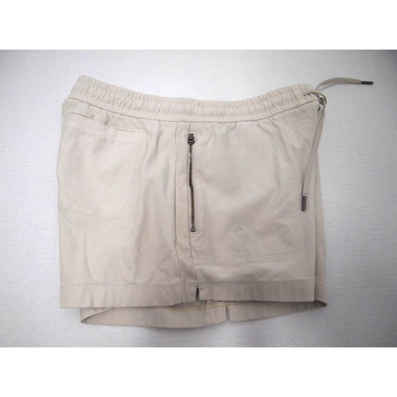 Athleta Womens Shorts 4 Drawstring Soft Zipper Pockets Beige 4" Inseam - Picture 5 of 5